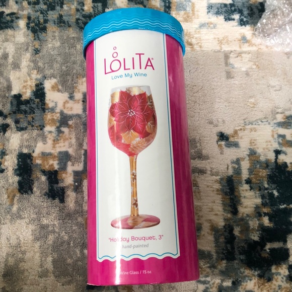Brand new Lolita holiday bouquet wine glass